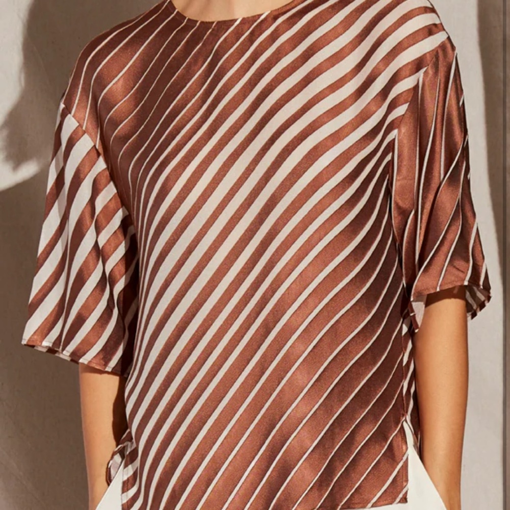 Etcetera copper assymetrical stripe blouse size 6